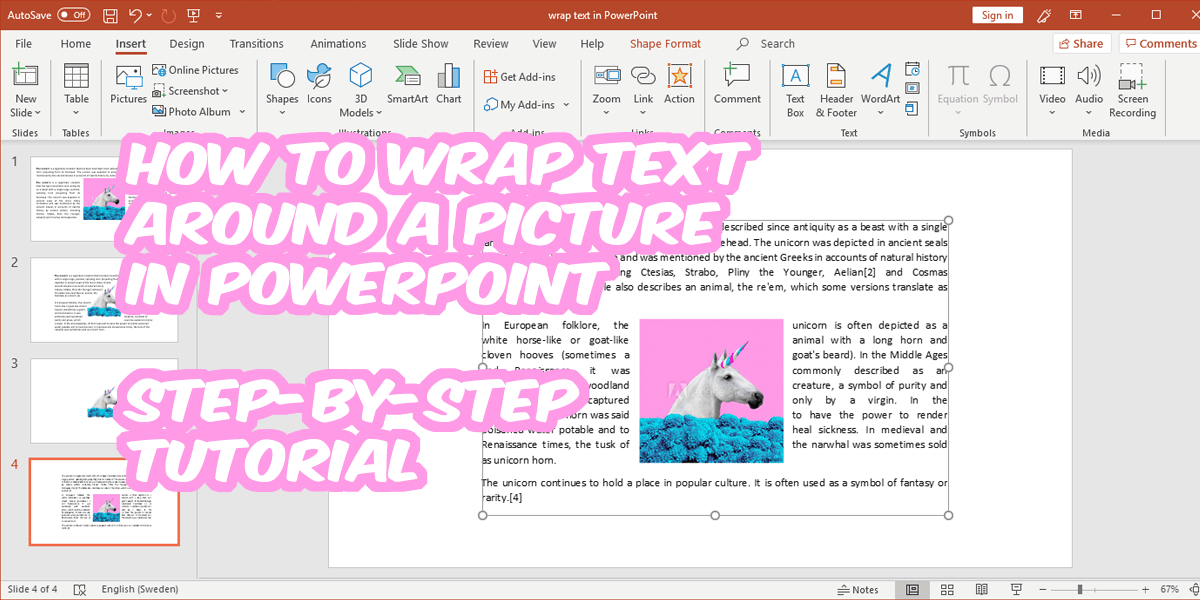 wrap text around a picture powerpoint for mac